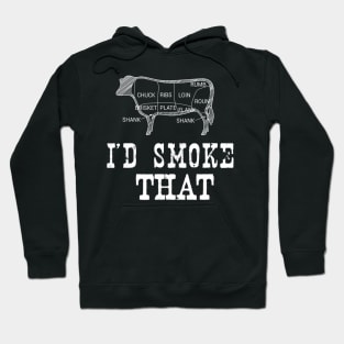 Funny Barbeque Gift I'd Smoke That Cow BBQ Grill Chef Gifts Hoodie